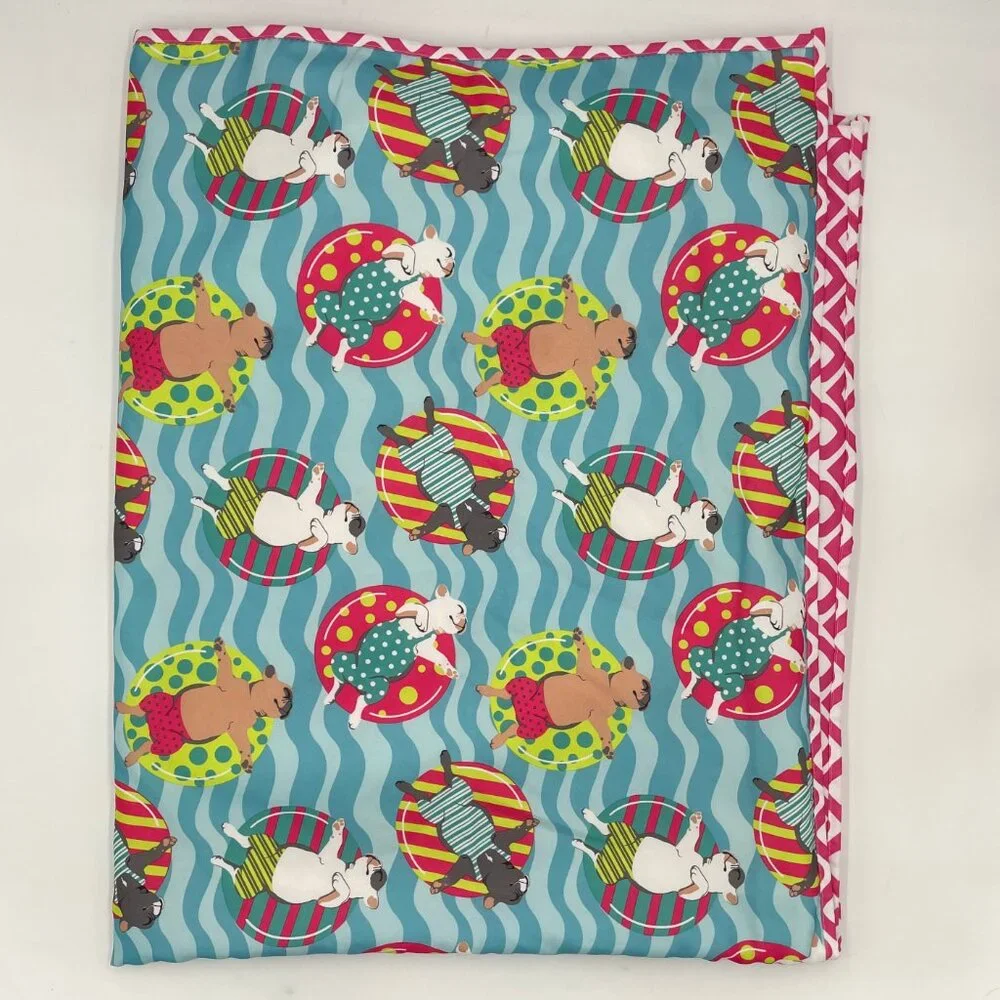 Max Studio Picnic Blanket Beach‎ Dog French Bulldogs Frenchie Float Outdoor Blue